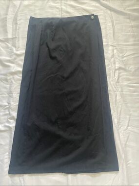 Women's Black wrap Maxi Skirt with Side Button Detail